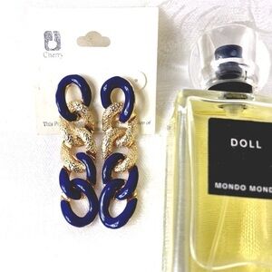 NAVY & GOLD LINK EARRINGS #109